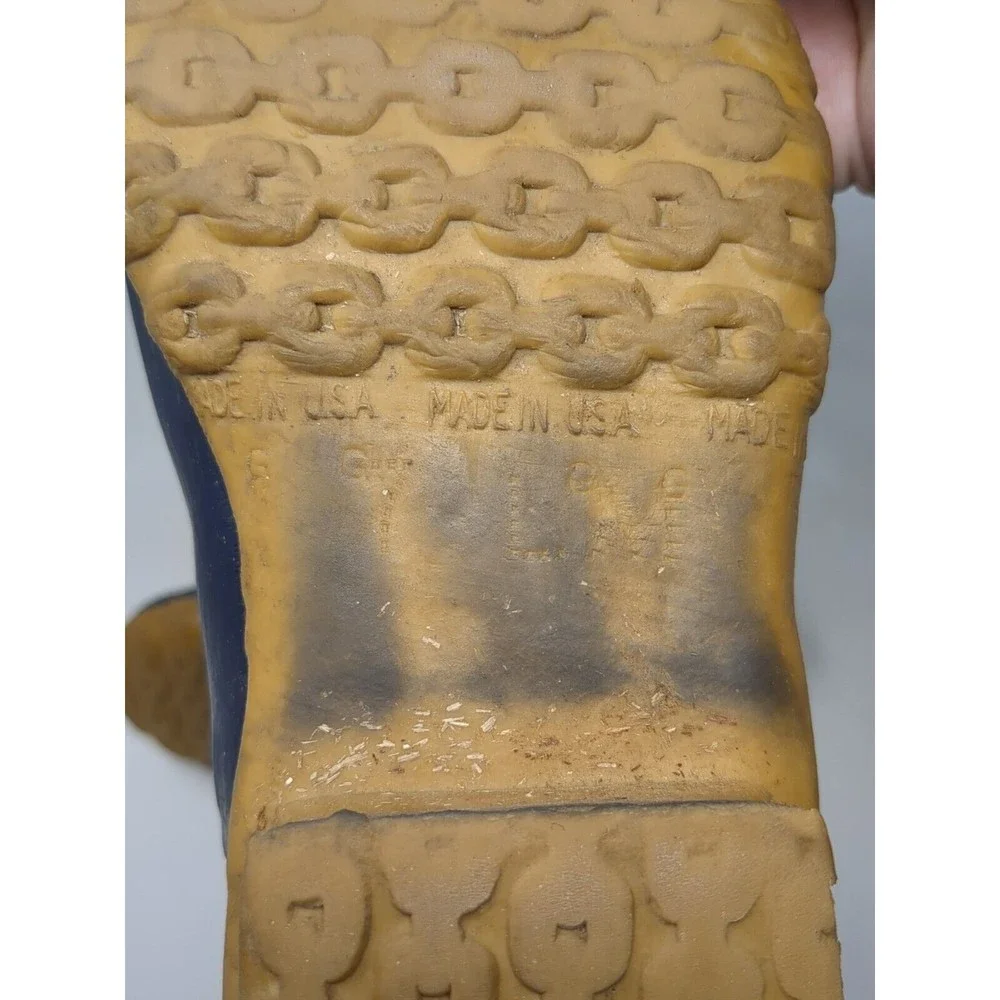 LL Bean Women's Size‎ 7 Leather Duck Boots Made in USA Tan Blue 6